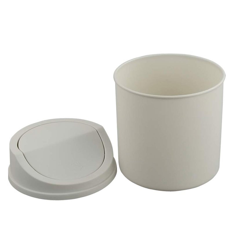 CadineUS 2 Liter Mini Desktop Trash Can with Swing Lid Tiny Garbage Can Trash Bin (White) - Image 3